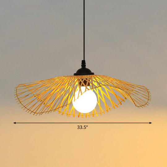 Chinese Style Lotus Leaf Pendant Light: Elegant Bamboo Hanging Light for Hallways