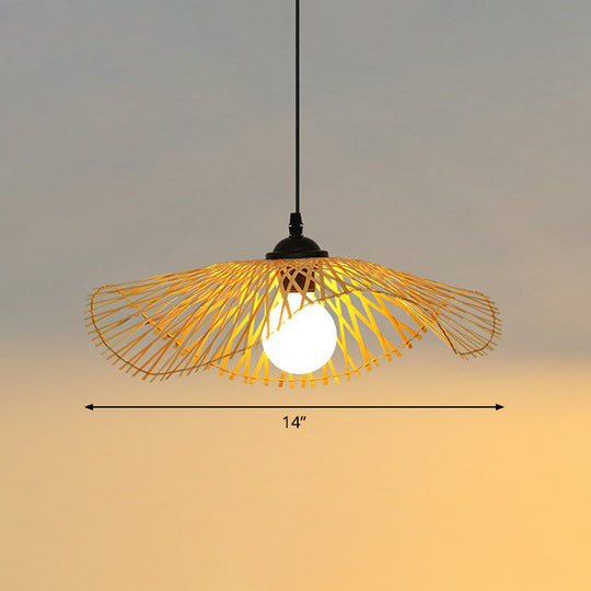 Chinese Style Lotus Leaf Pendant Light: Elegant Bamboo Hanging Light for Hallways