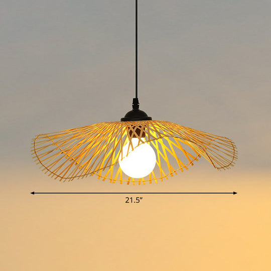 Chinese Style Lotus Leaf Pendant Light: Elegant Bamboo Hanging Light for Hallways