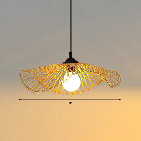 Chinese Style Lotus Leaf Pendant Light: Elegant Bamboo Hanging Light for Hallways