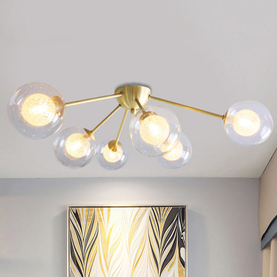 Global Semi Flush Mount Light Fixture in Gold with Clear/Amber/Smoke Glass and LED lights - Perfect for Modern Bedrooms