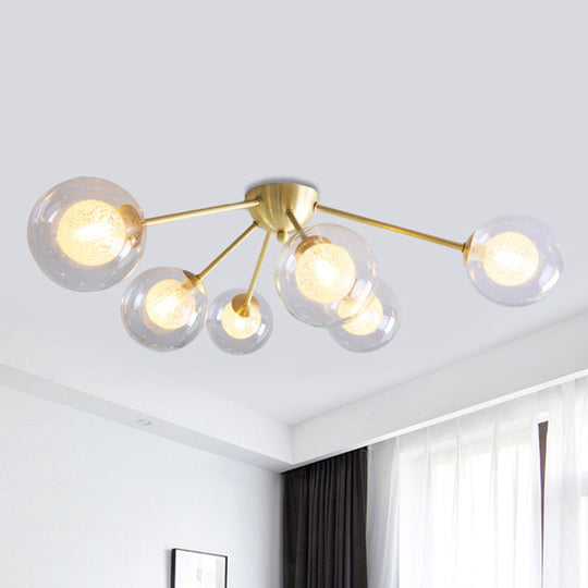 Global Semi Flush Mount Light Fixture in Gold with Clear/Amber/Smoke Glass and LED lights - Perfect for Modern Bedrooms