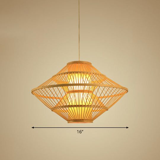 Modern Bamboo Rhombus Pendant Light for Restaurant Ceiling