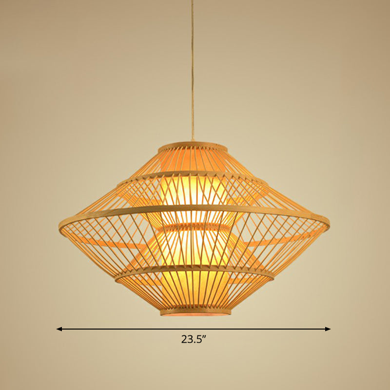 Modern Bamboo Rhombus Pendant Light for Restaurant Ceiling