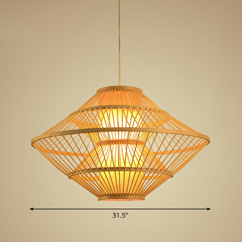 Modern Bamboo Rhombus Pendant Light for Restaurant Ceiling