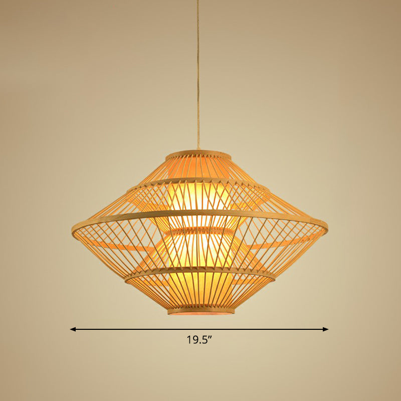 Modern Bamboo Rhombus Pendant Light for Restaurant Ceiling