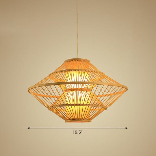 Modern Bamboo Rhombus Pendant Light for Restaurant Ceiling