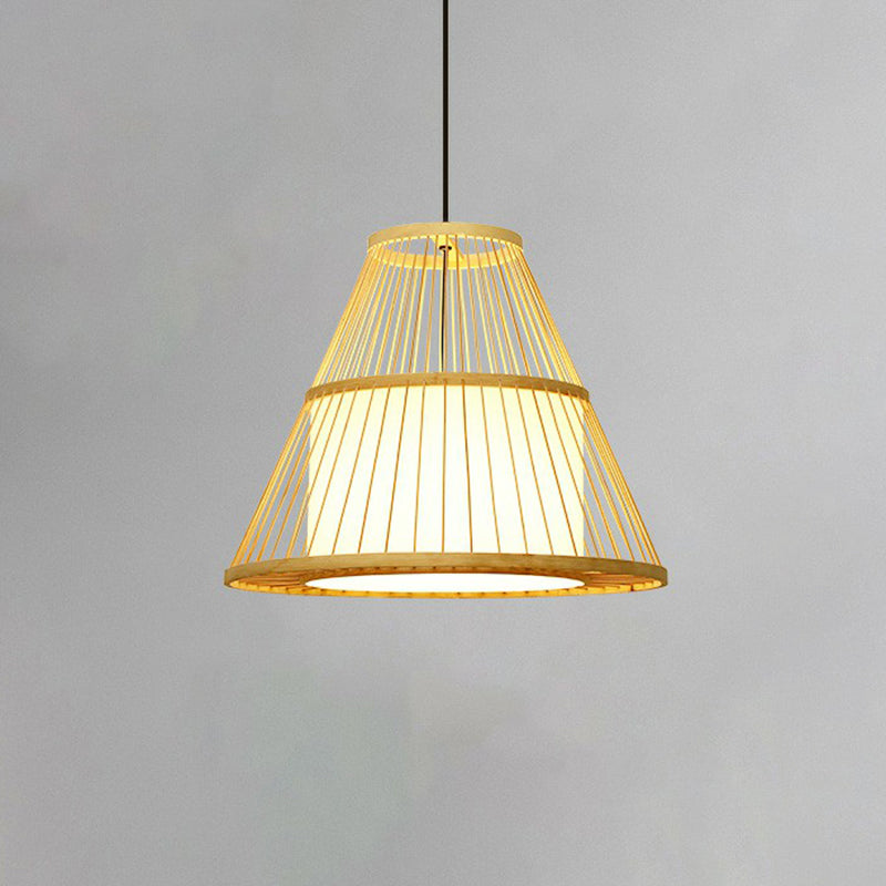 Handcrafted Bamboo Cage Pendant Light for Dining Room - Asian Inspired Design