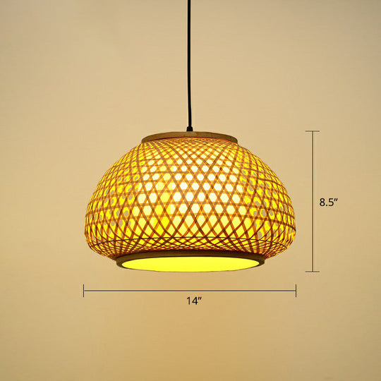 Handcrafted Bamboo Cage Pendant Light for Dining Room - Asian Inspired Design