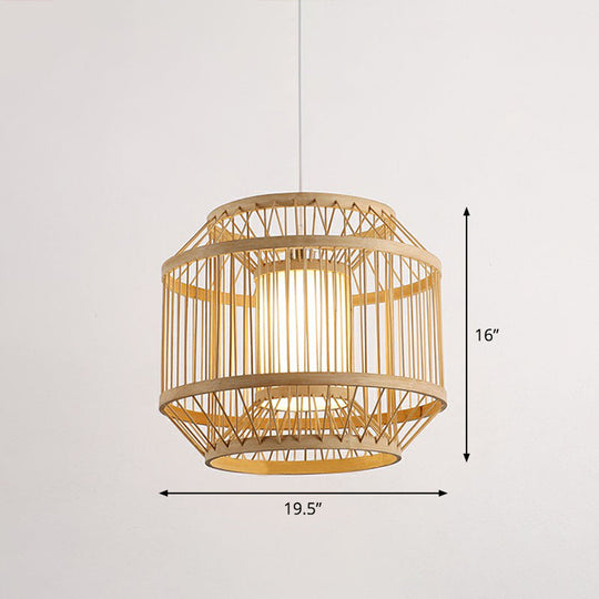 Modern Bamboo Hanging Pendant Light - Elegant Single Restaurant Ceiling Lamp in Wood