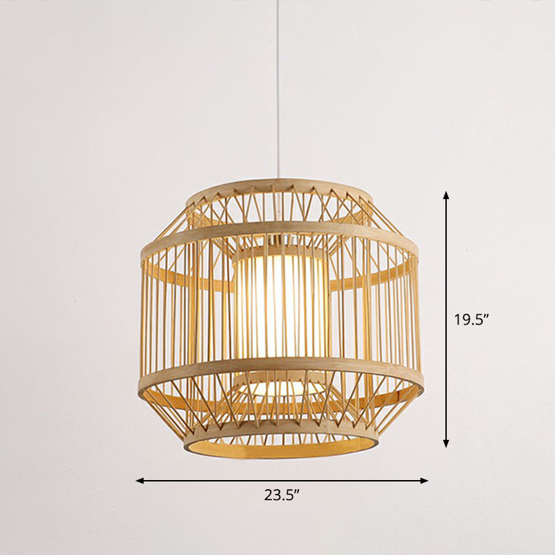 Modern Bamboo Pendant Light With 3 Shades - Stylish Hanging Lamp For Restaurants And Ceilings Wood /