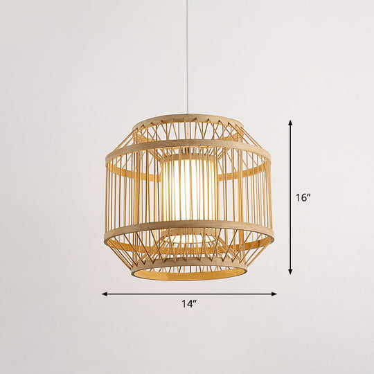 Modern Bamboo Pendant Light With 3 Shades - Stylish Hanging Lamp For Restaurants And Ceilings Wood /