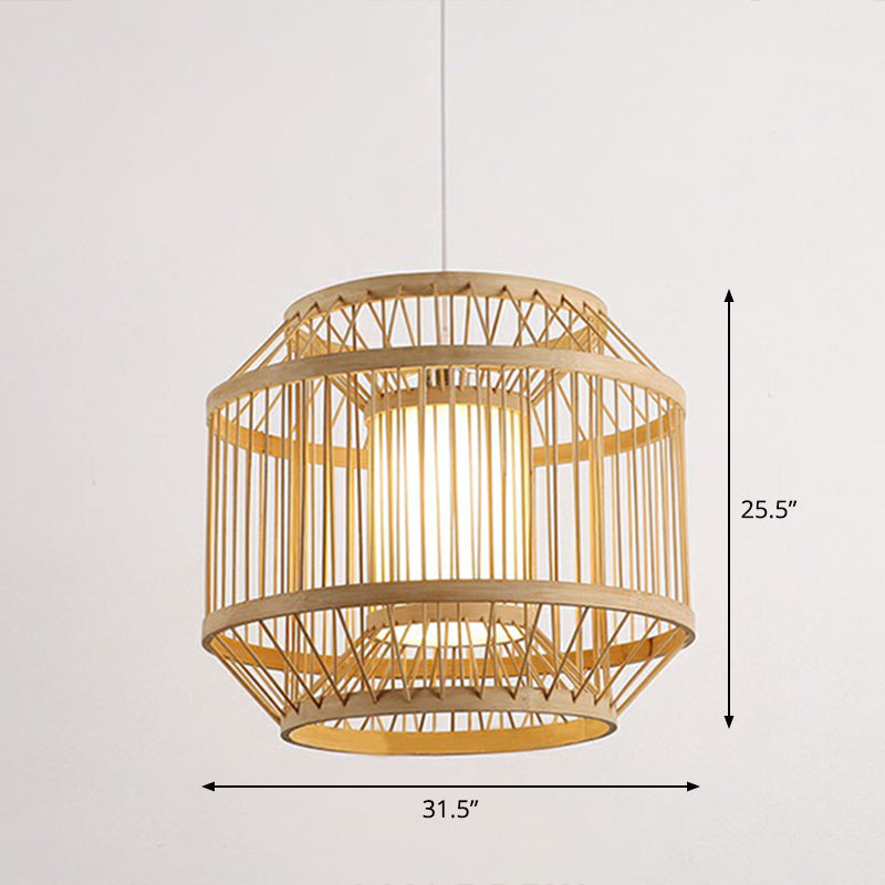 Modern Bamboo Pendant Light With 3 Shades - Stylish Hanging Lamp For Restaurants And Ceilings Wood /