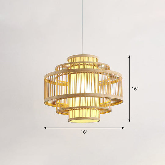 Modern Bamboo Pendant Light With 3 Shades - Stylish Hanging Lamp For Restaurants And Ceilings Wood /