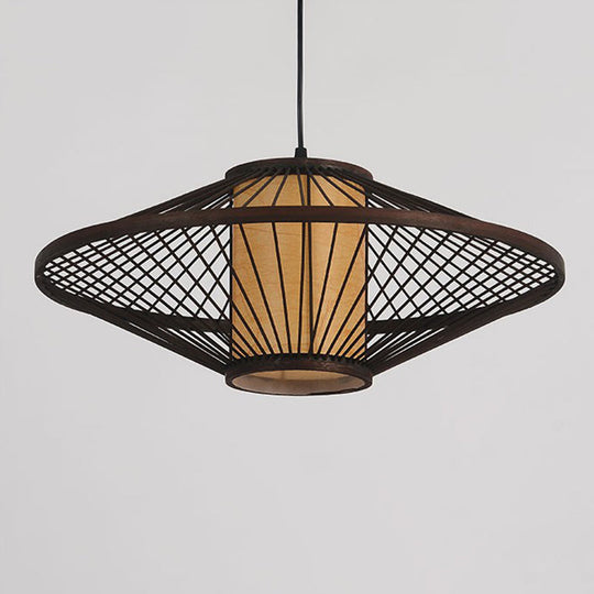 Bamboo Pendant Light: Chinese Style Coffee Cage Suspension, 1-Light Fixture