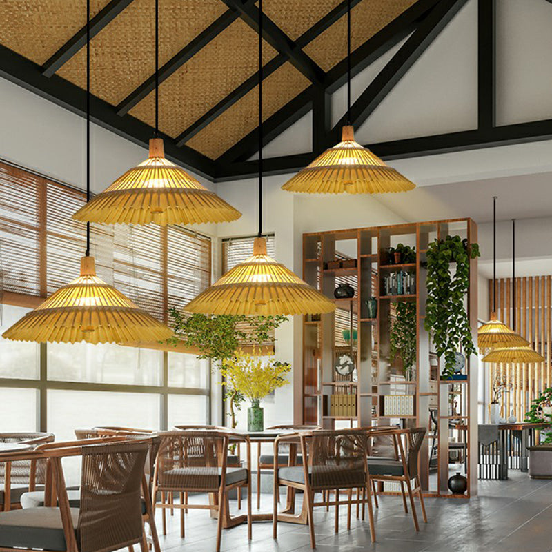 Bamboo Chinoiserie Pendant Light - Elegant 1-Head Suspension Fixture For Restaurants