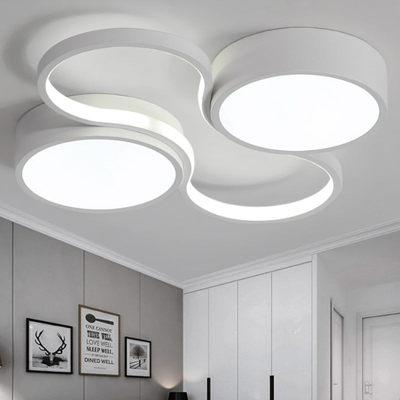 Contemporary LED Flush Mount Lamp - Black/White Circular Design - 19.5"/23.5" Wide - Acrylic Shade - Warm/White Light - Bedroom Ceiling Lighting