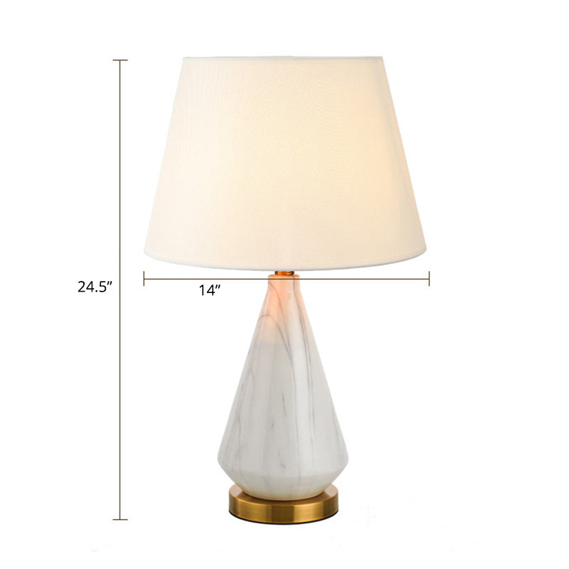 Nordic Ceramic Diamond Night Light With Fabric Empire Shade - Single Table Lamp