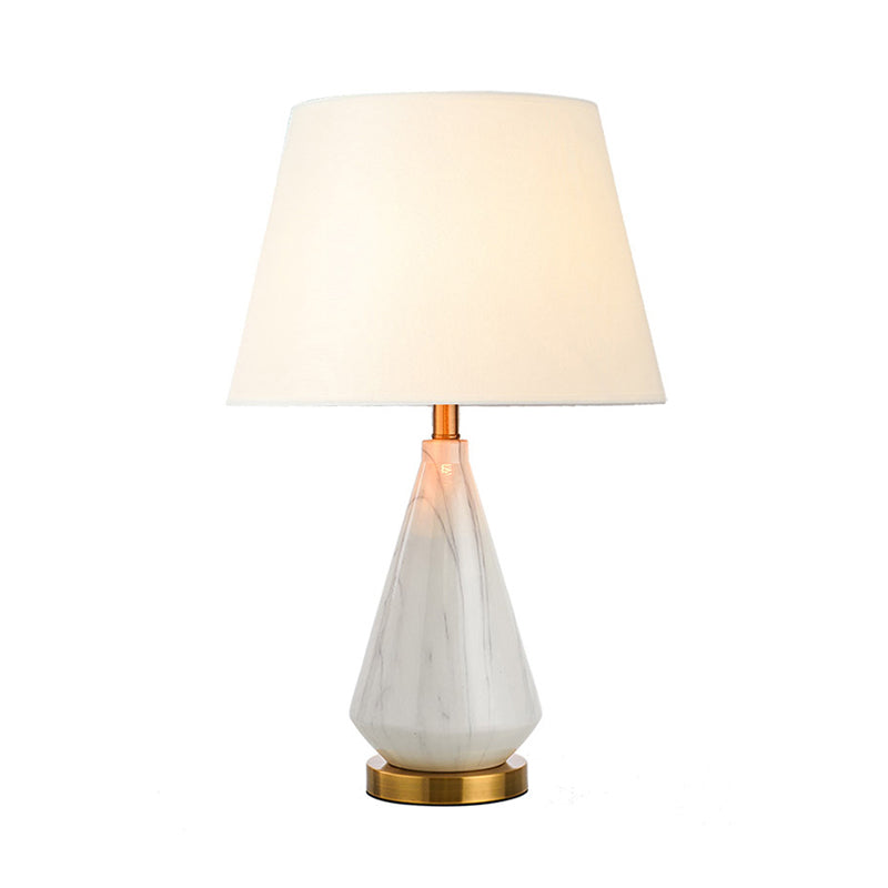 Nordic Ceramic Diamond Night Light With Fabric Empire Shade - Single Table Lamp