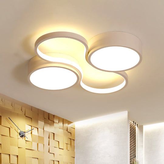 Contemporary Led Flush Mount Lamp - Black/White Circular Design 19.5/23.5 Wide Acrylic Shade