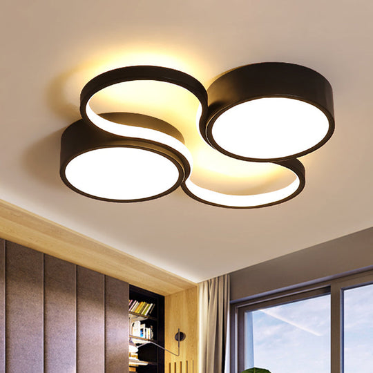 Contemporary LED Flush Mount Lamp - Black/White Circular Design - 19.5"/23.5" Wide - Acrylic Shade - Warm/White Light - Bedroom Ceiling Lighting