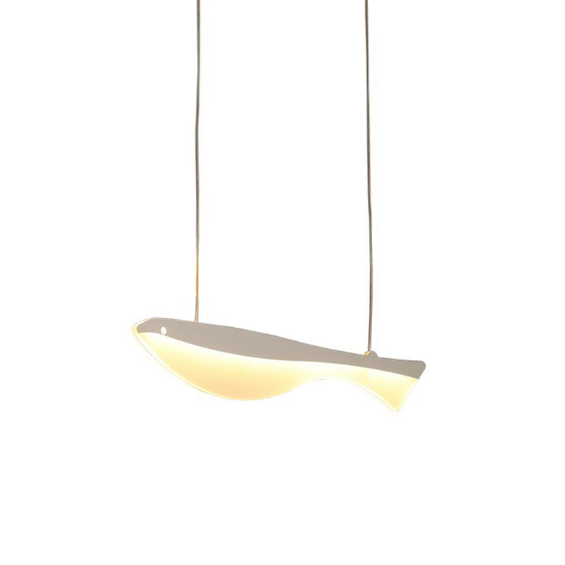 White Fish Cluster Pendant Light: Artistic Acrylic Led Ceiling Lamp For Restaurants