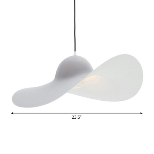 Stylish Minimalist Wide-Brimmed Hat Pendant Lamp - Pu Single Hanging Light For Living Room Grey /