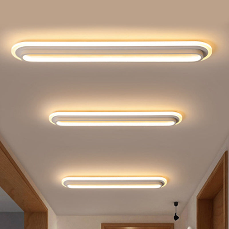 Contemporary Led Oval Ceiling Light With White/Warm Acrylic Diffuser - 19/23/31 Wide