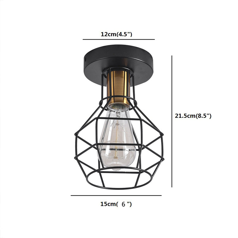 Industrial Ball Cage Ceiling Light - Semi Flush Mount Black