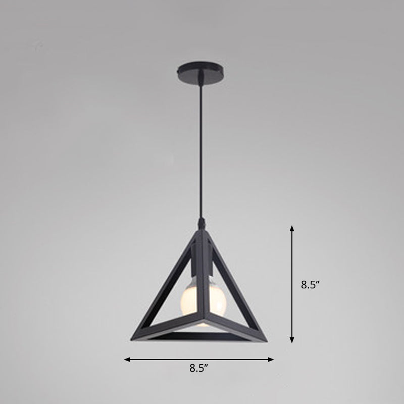 Metal Black Geometric Cage Pendant Light - Industrial Style Ceiling Lamp