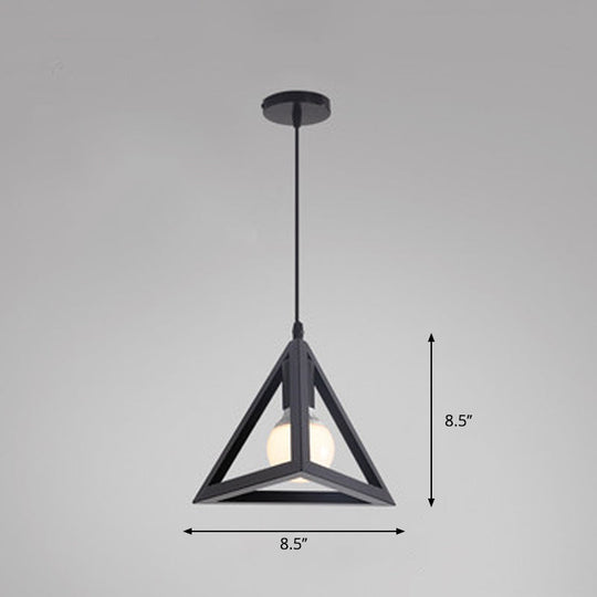 Metal Black Geometric Cage Pendant Light - Industrial Style Ceiling Lamp