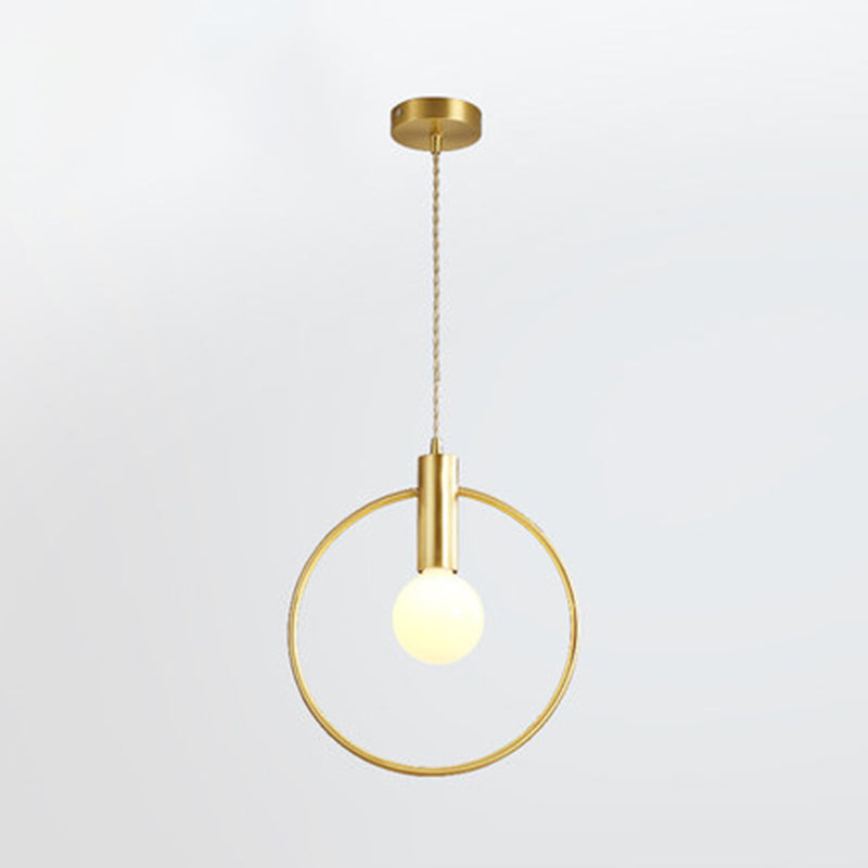 Minimalist Gold Pendant Lamp With Bulb Ring Pendulum For Bedroom