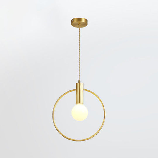 Minimalist Gold Pendant Lamp With Bulb Ring Pendulum For Bedroom