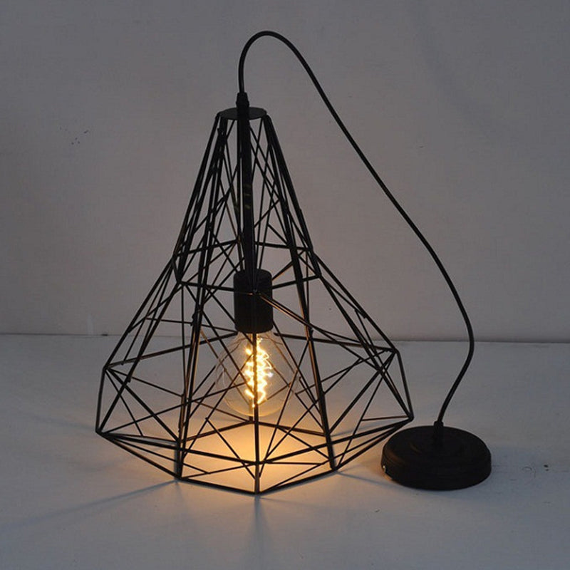 Wire Cage Pendant Lighting - Loft Style Black Metal 1 Head Ideal For Restaurants