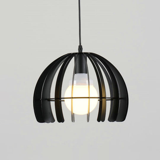 Black Metal Hemisphere Pendant Lamp - 1-Light Hanging Light Fixture for Living Room