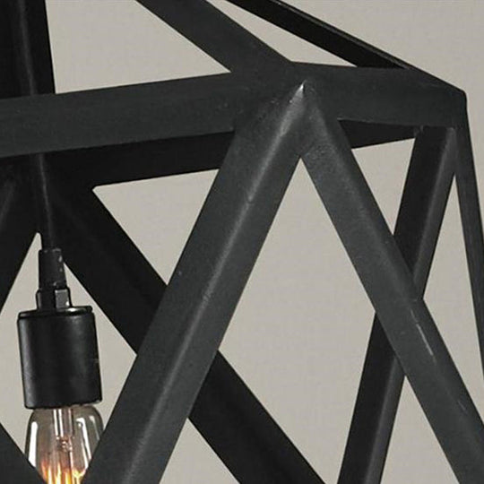 Geometric Industrial Hanging Lamp - 1-Bulb Metal Pendant Light (Black)