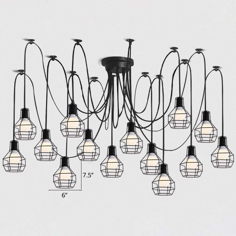 Black Industrial Wire Ball Cage Pendant Lamp Dining Room Swag Lighting 14 /