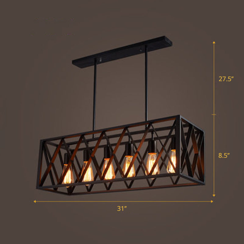 Black Metal Suspension Pendant Light For Dining Room And Warehouse