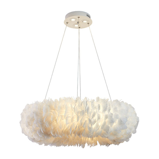 Feather Chandelier Pendant - Nordic Loop Design for Dining Room Lighting