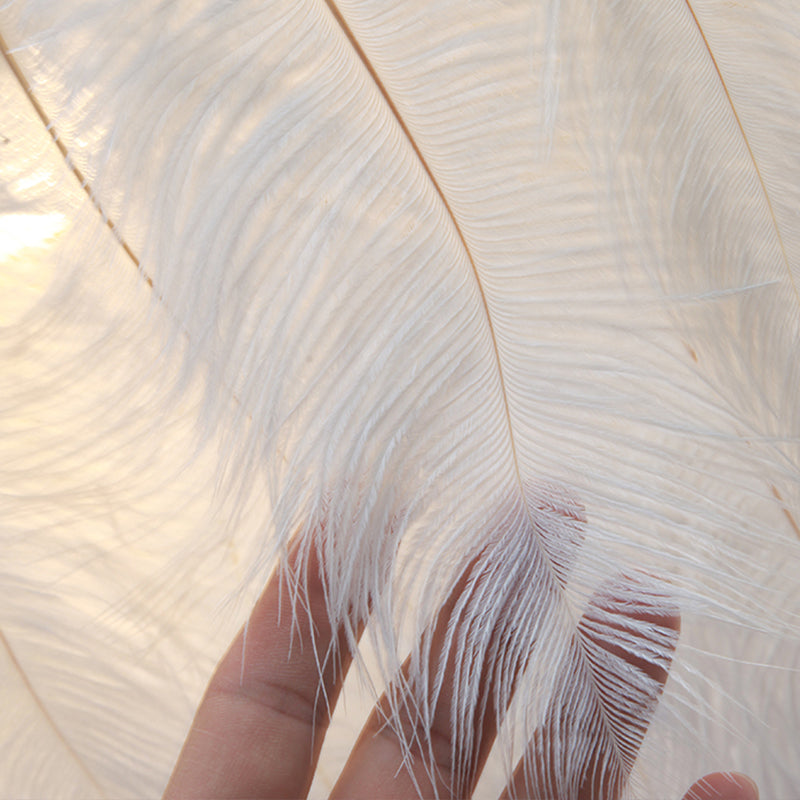 Feather White Bedroom Chandelier: Round Postmodern Hanging Lamp