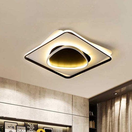 Modern LED Acrylic Flush Mount Black Ceiling Light in Warm/White - 18"/23.5" Wide