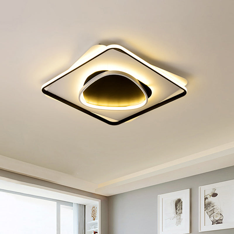 Modern LED Acrylic Flush Mount Black Ceiling Light in Warm/White - 18"/23.5" Wide