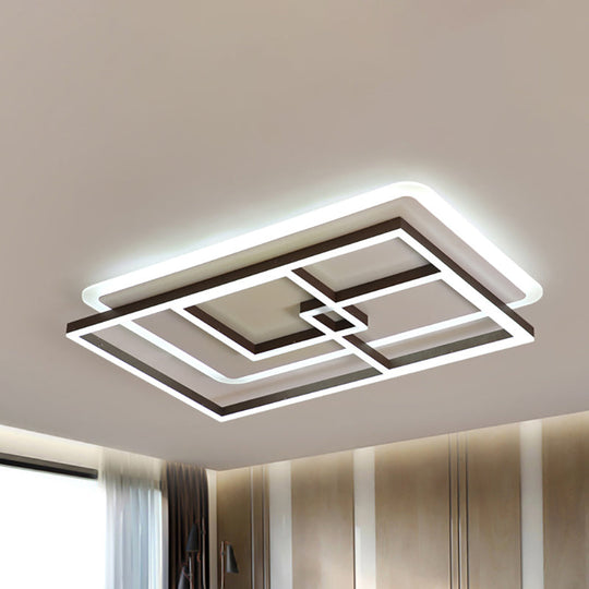 39/47 Simple Rectangular Ceiling Lamp: Acrylic Led Flush Mount Lighting For Living Room Warm/White