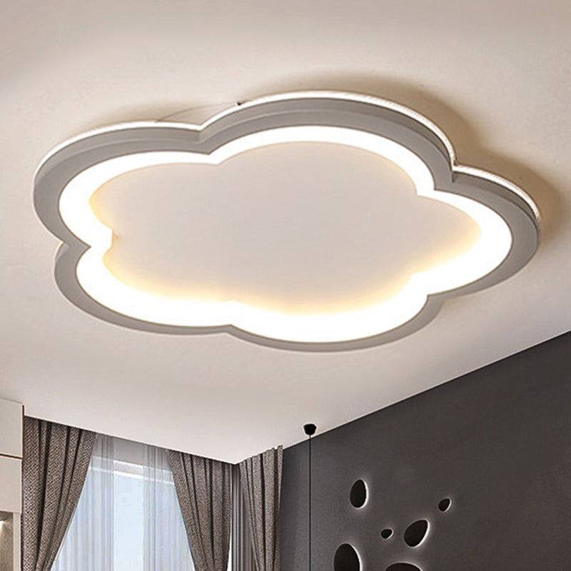 Simplicity Led Ceiling Light Fixture With Acrylic Diffuser- Flower Metal Flush In White/Warm