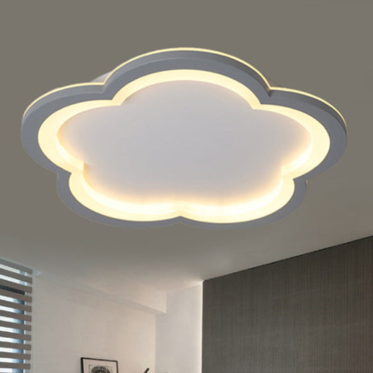 Simplicity Led Ceiling Light Fixture With Acrylic Diffuser- Flower Metal Flush In White/Warm