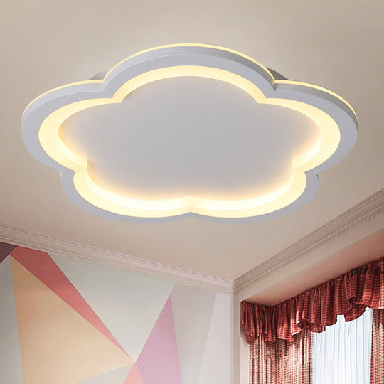 Simplicity Led Ceiling Light Fixture With Acrylic Diffuser- Flower Metal Flush In White/Warm