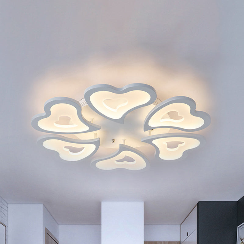 Hearts Bedroom Led Flush Lamp - Modern Ceiling Mount Light Fixture