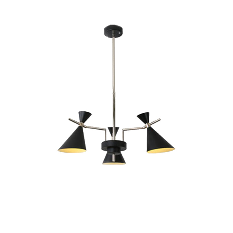 Nordic Bi-Conical Pendant Chandelier - 3/6 Lights Black/White/Pink Dining Room Lighting Fixture