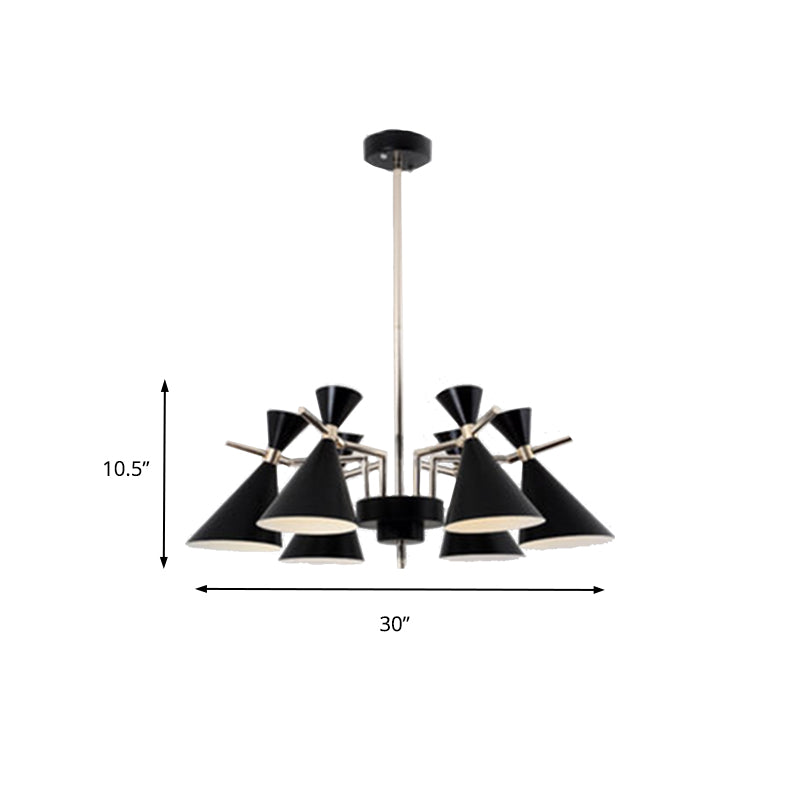 Nordic Bi-Conical Pendant Chandelier - 3/6 Lights Black/White/Pink Dining Room Lighting Fixture