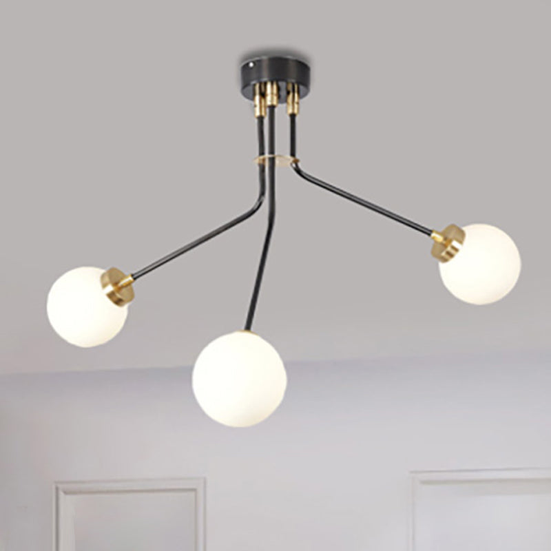 Modern Black Metal Semi Flush Ceiling Lamp - 3/7 Lights - Dining Room Lighting Fixture